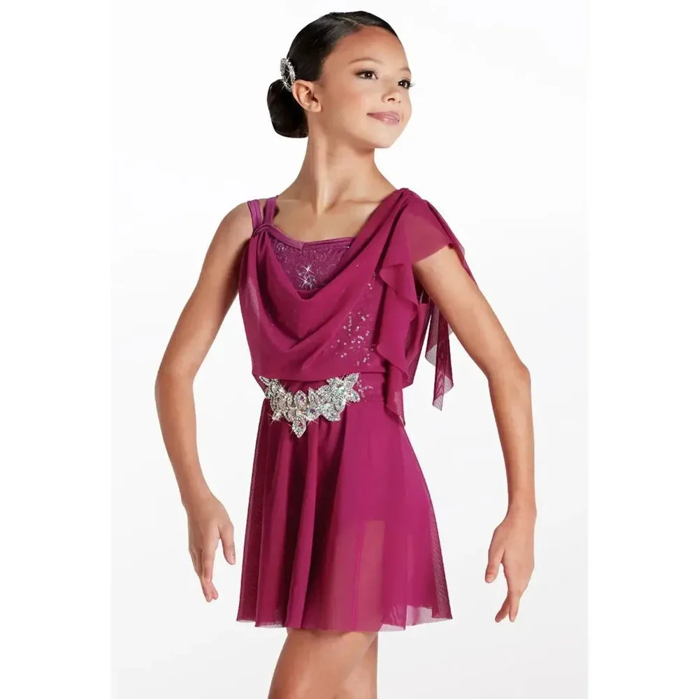 Pre-Owned Dance Costume Lyrical XL Child Magenta Weissman 15274 Sequin Dress Ba
